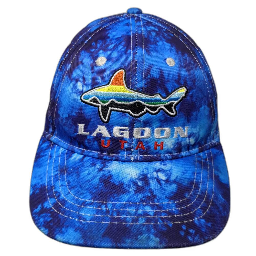 Lucky 7 Baseball Cap Blue White One Size Lagoon Utah Shark Hat Tie Dye Strapback